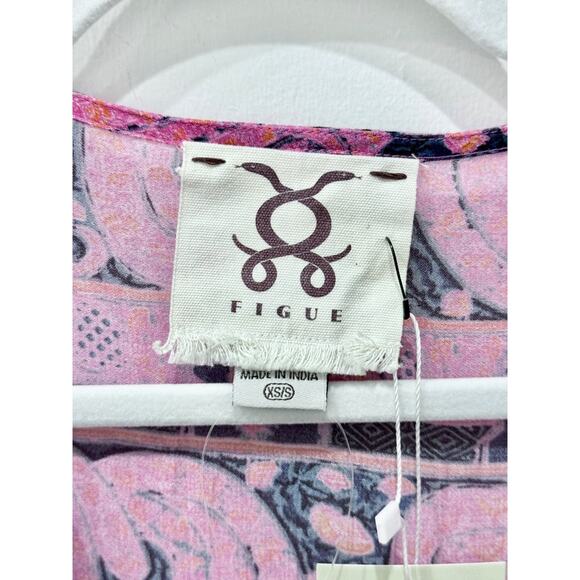 Figue Amrita Oversized Tasseled Pullover Caftan Dress Pink Blue Womens Size XS/S - Picture 4 of 5